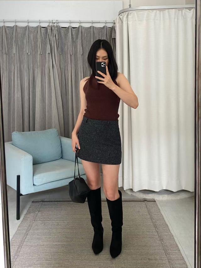 寬鬆高領美背坑條背心
